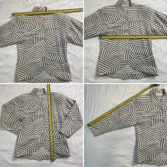 Vintage Nicole Miller Geometric Stripe Skirt Blouse Set Talon Zipper 90s Suit - Picture 9 of 11